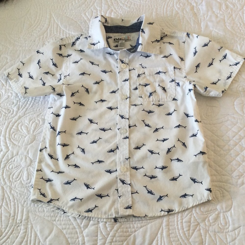 KIDS HEADQUARTERS LITTLE BOY'S SHARK PRINT SHIRT - 4